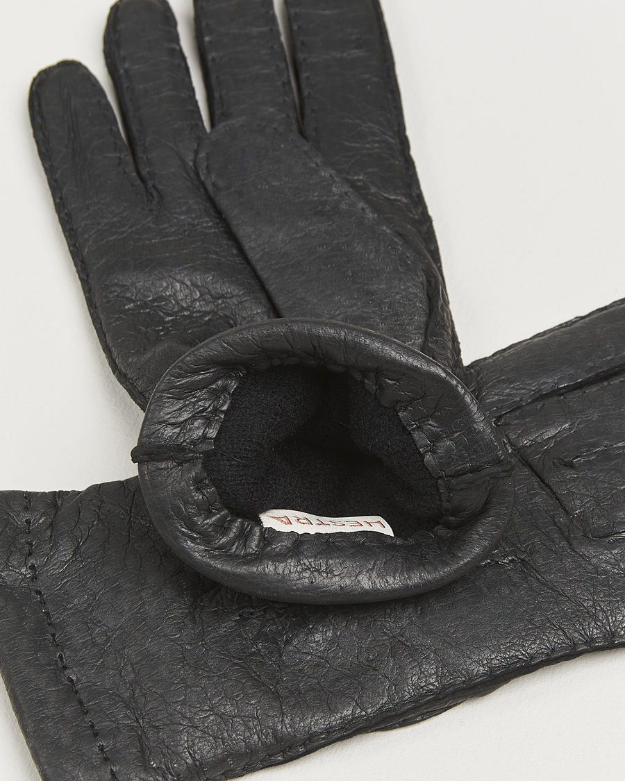 Herr | Handskar | Hestra | Peccary Handsewn Cashmere Lined Glove Black