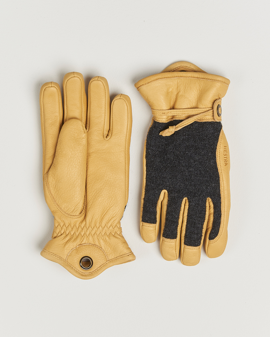 Herr | Handskar | Hestra | Daniel Wool/Goat Leather Glove Charcoal/Tan