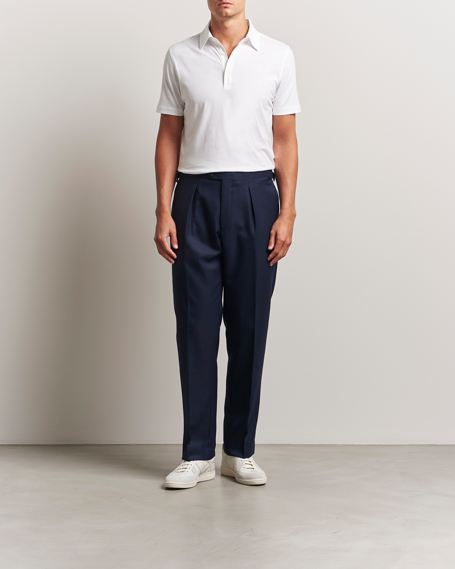 Herr | Pikéer | Stenströms | Supima Cotton Polo Shirt White