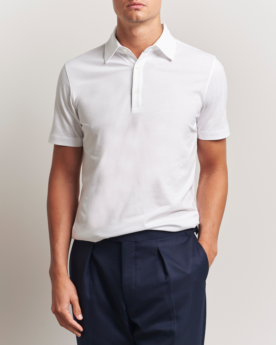 Herr | Pikéer | Stenströms | Supima Cotton Polo Shirt White