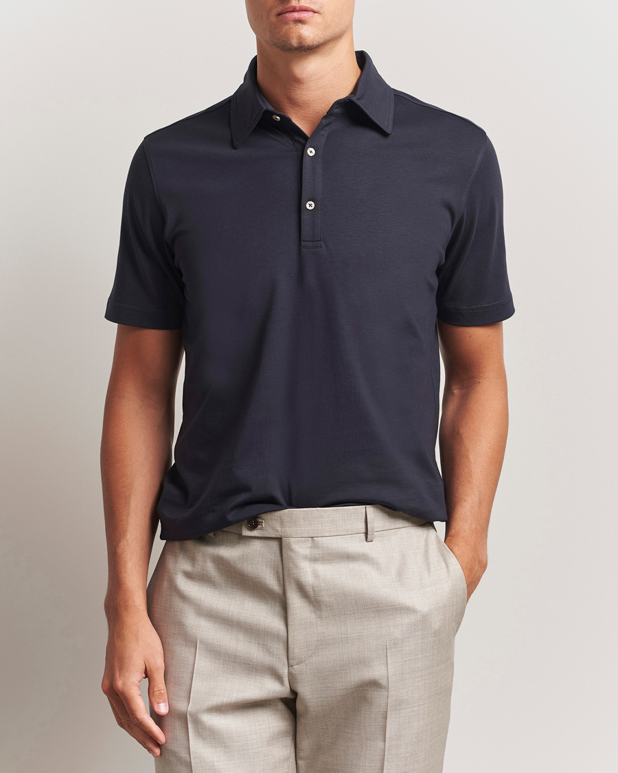 Herr | Pikéer | Stenströms | Supima Cotton Polo Shirt Navy