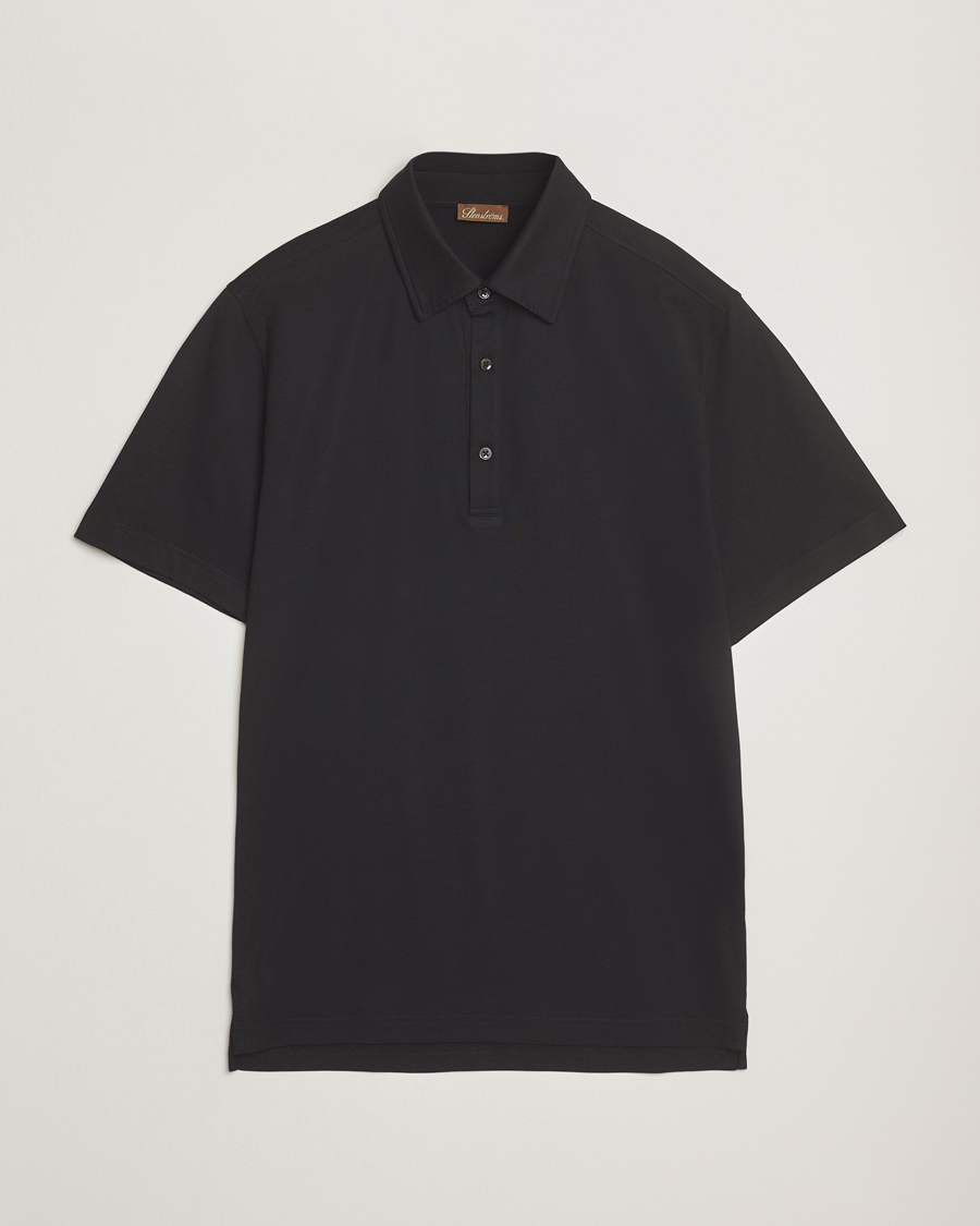 Herr | Pikéer | Stenströms | Supima Cotton Polo Shirt Black