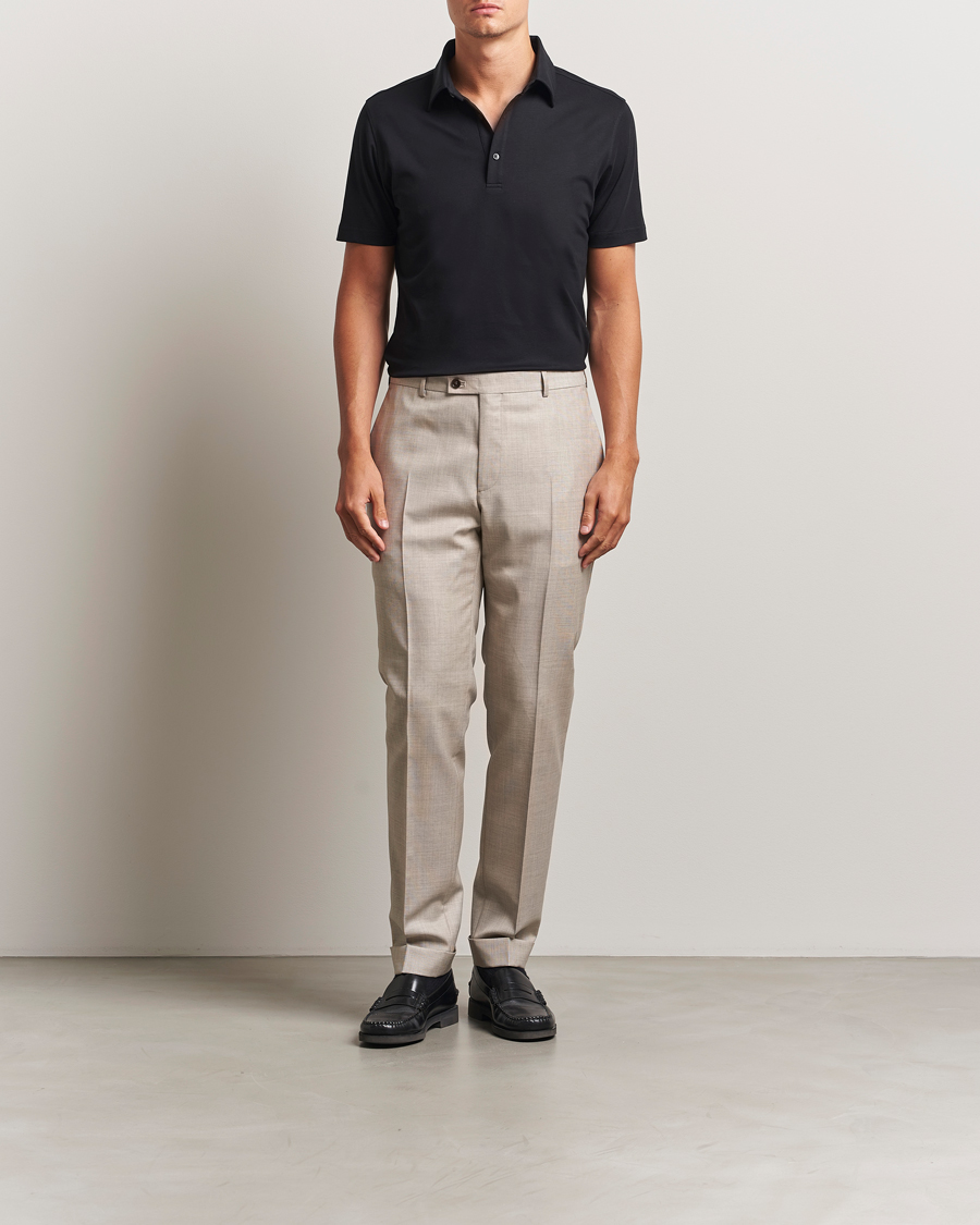 Herr | Pikéer | Stenströms | Supima Cotton Polo Shirt Black