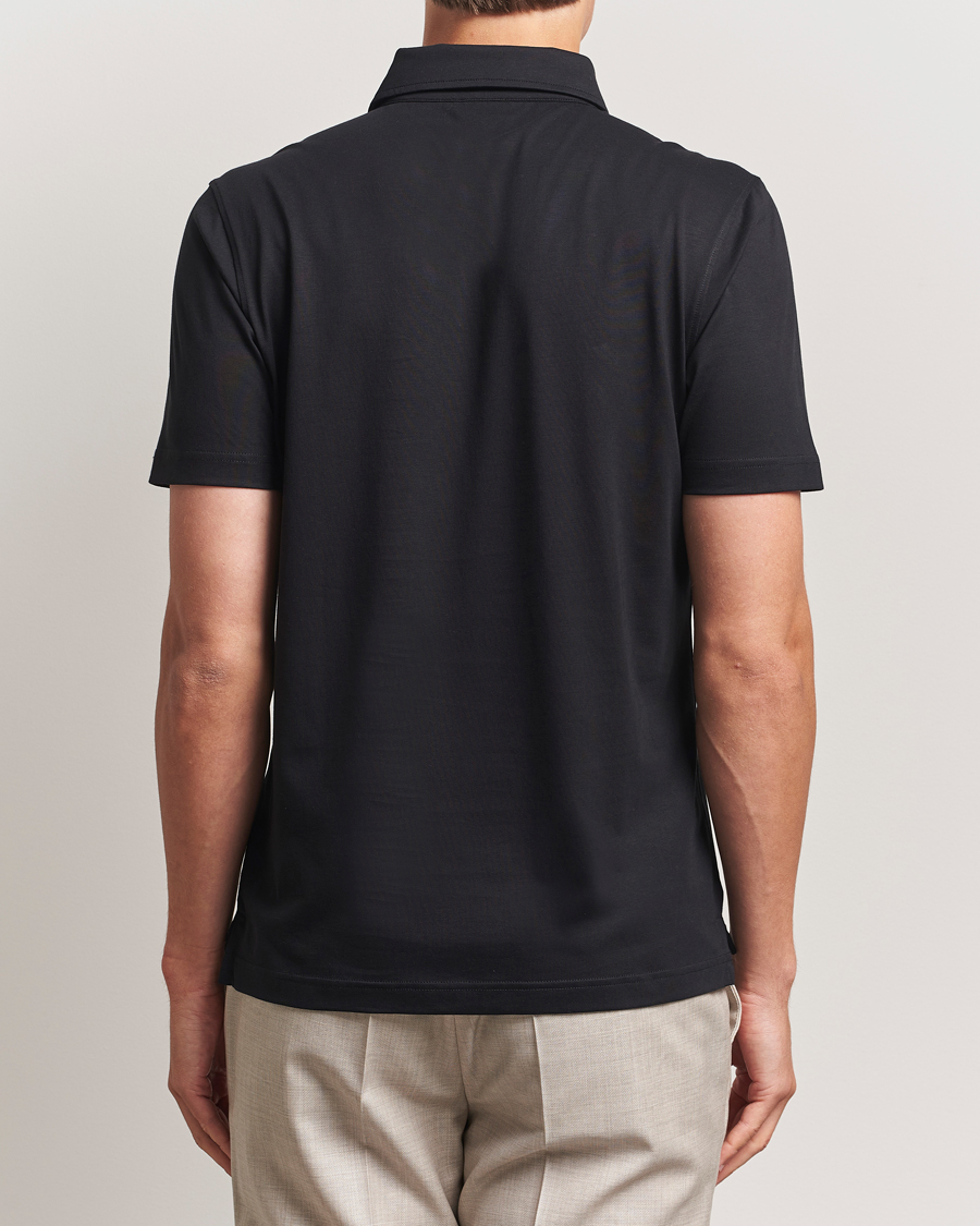 Herr | Pikéer | Stenströms | Supima Cotton Polo Shirt Black