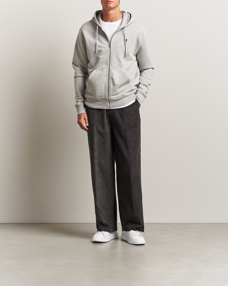 Herr | Tröjor | AMI | Black Heart Logo Full Zip Hoodie Grey Heather