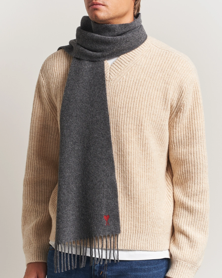 Herr | Halsdukar | AMI | Heart Logo Scarf Dark Grey