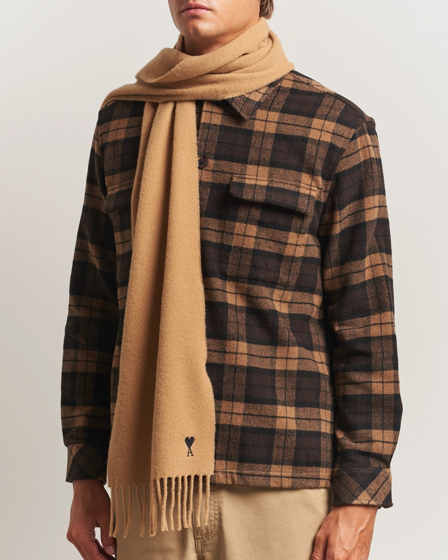 Herr | Halsdukar | AMI | Heart Logo Scarf Camel