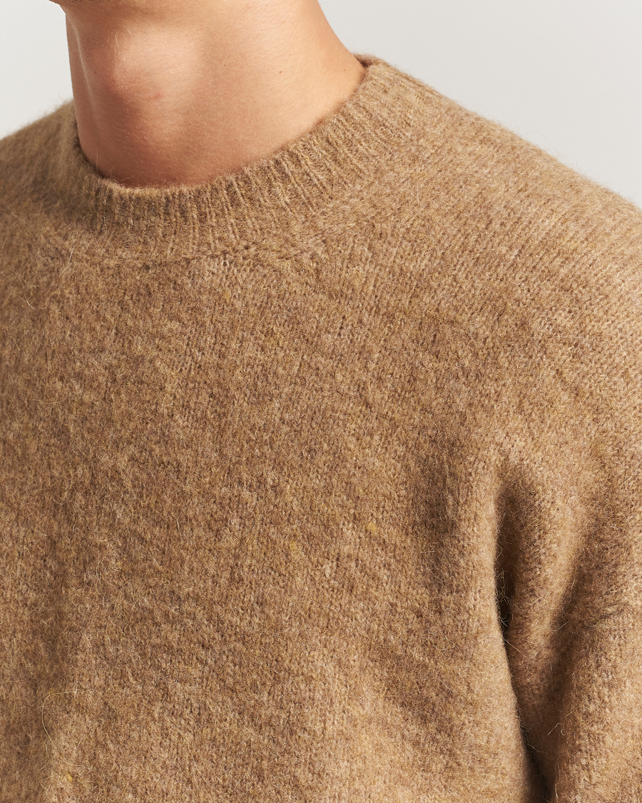 Herr | Tröjor | AMI | Signature Alpaca Knitted Sweater Camel