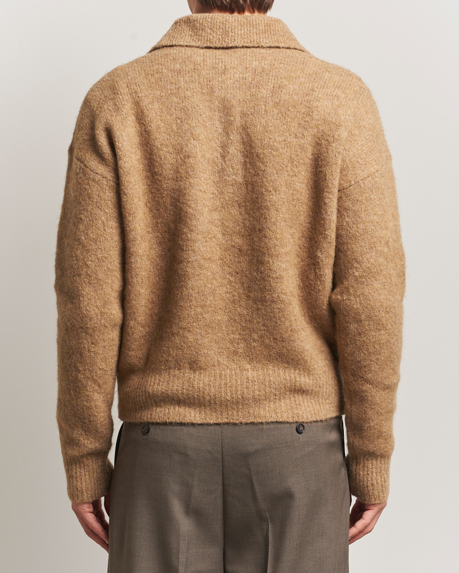 Herr | Tröjor | AMI | Signature Alpaca Knitted Polo Camel
