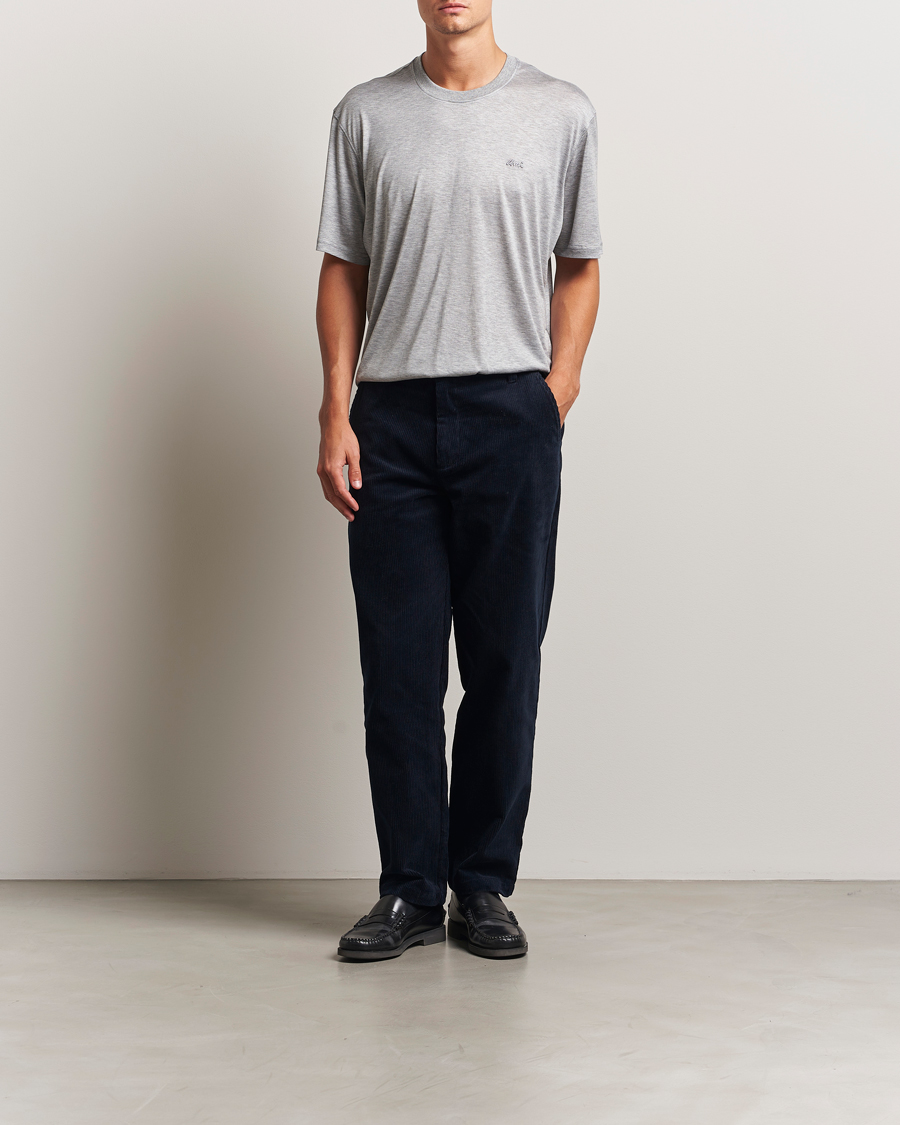 Herr | T-Shirts | AMI | Signature Logo Mercerized T-Shirt Light Grey Melange