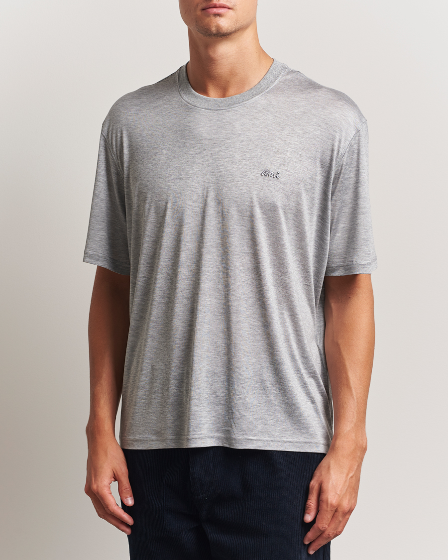 Herr | T-Shirts | AMI | Signature Logo Mercerized T-Shirt Light Grey Melange