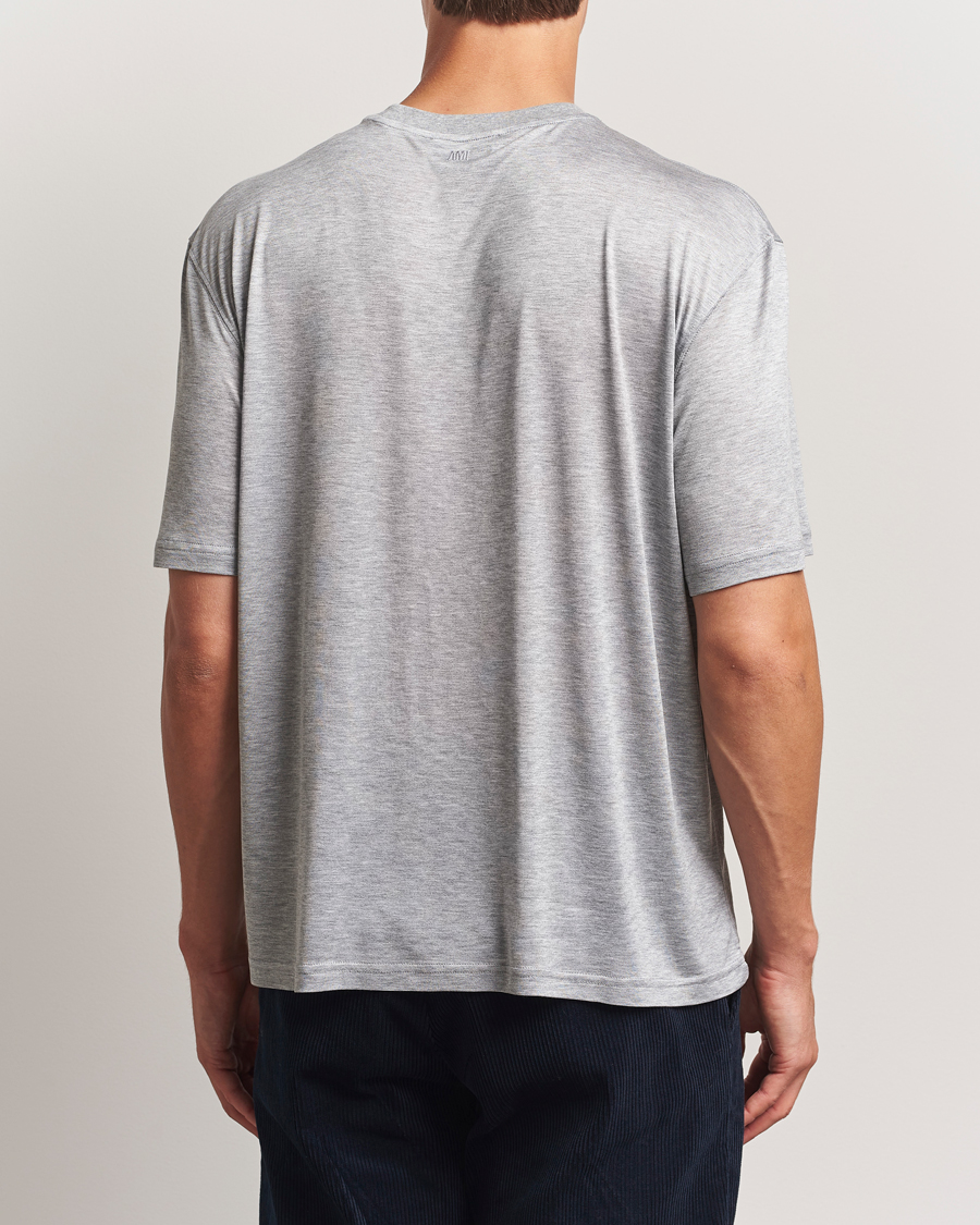 Herr | T-Shirts | AMI | Signature Logo Mercerized T-Shirt Light Grey Melange