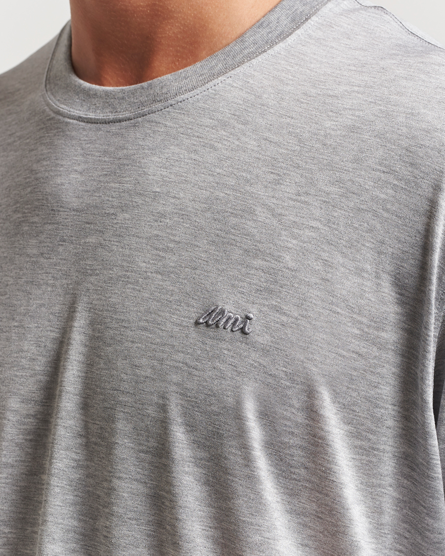 Herr | T-Shirts | AMI | Signature Logo Mercerized T-Shirt Light Grey Melange