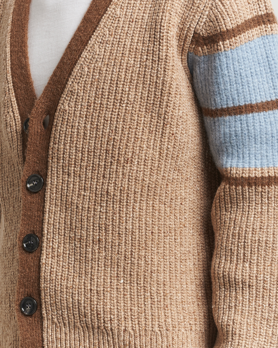 Herr | Tröjor | AMI | Ribbed Wool Knitted Cardigan Camel