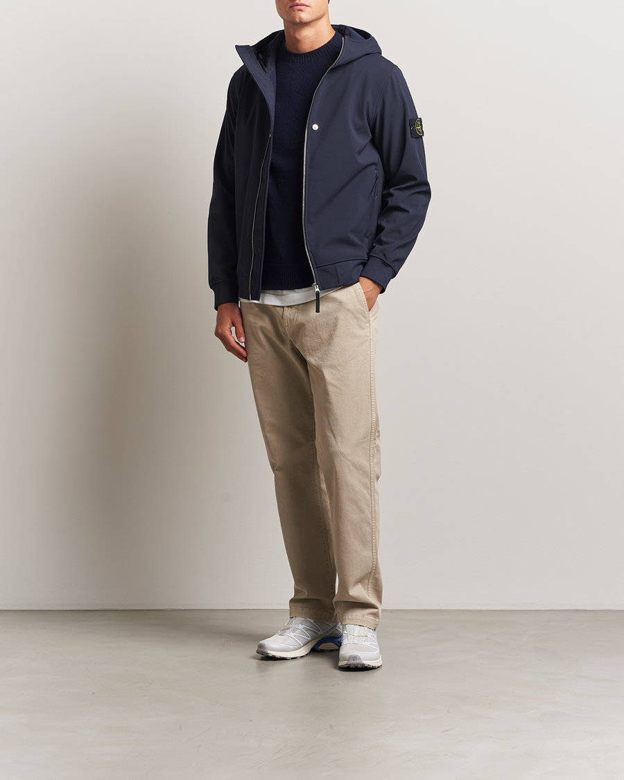 Herr | Jackor | Stone Island | Soft Shell Re-Dyed Lined Hood Jacket Navy