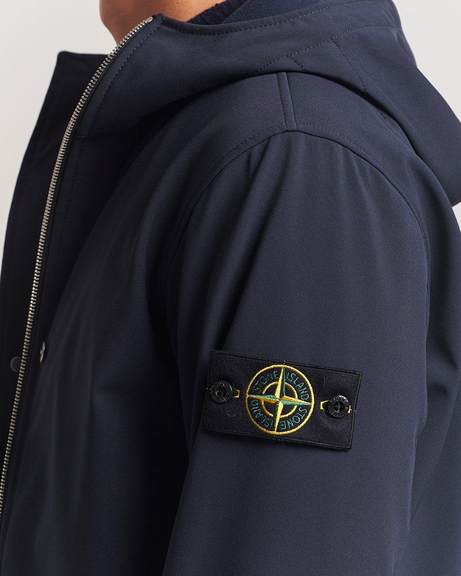 Herr | Jackor | Stone Island | Soft Shell Re-Dyed Lined Hood Jacket Navy