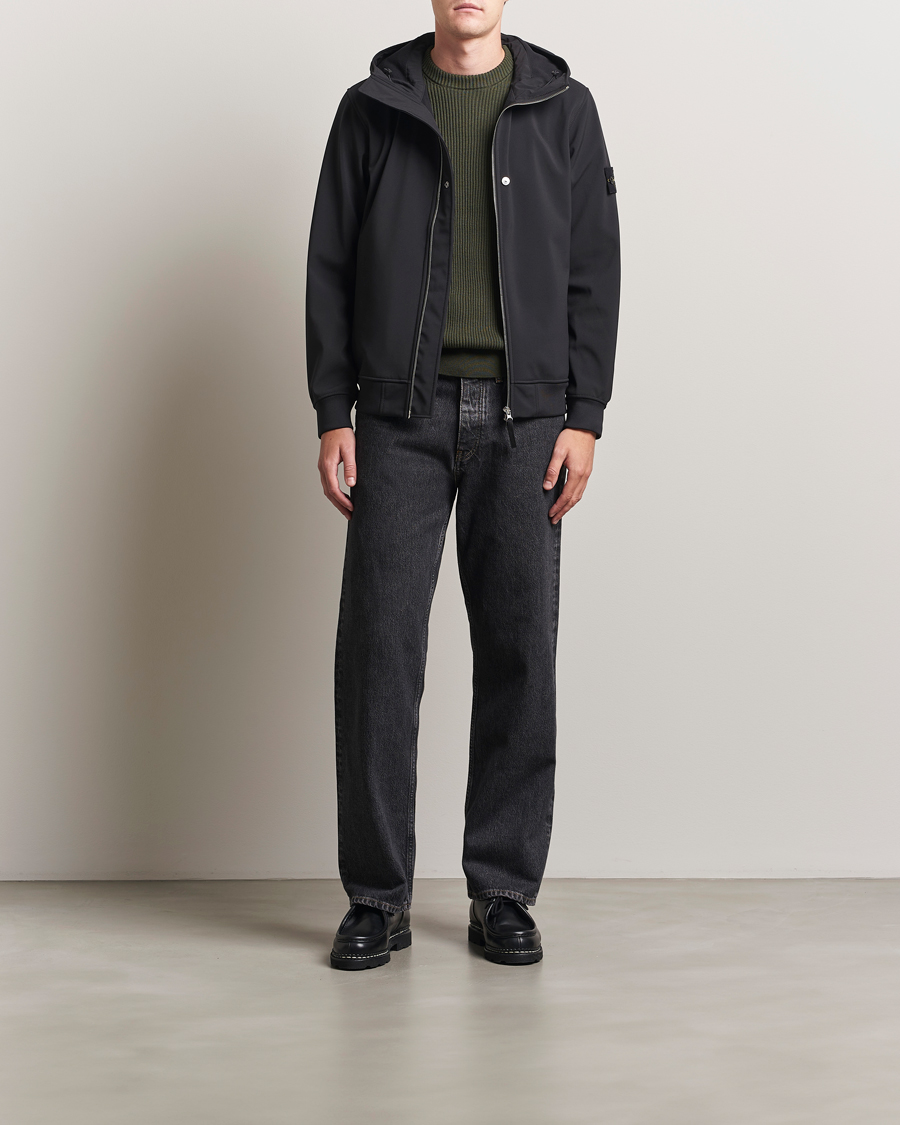 Herr | Jackor | Stone Island | Soft Shell Re-Dyed Lined Hood Jacket Black