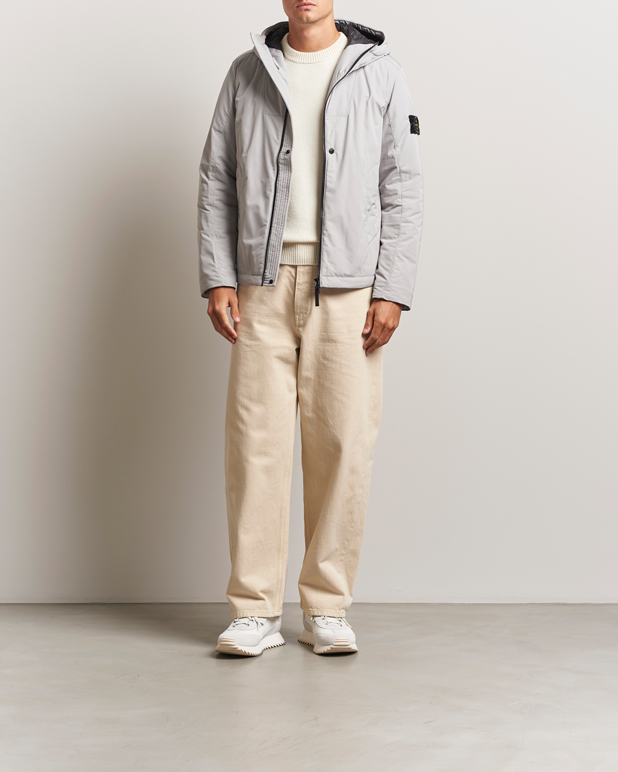 Herr | Jackor | Stone Island | Micro Twill Primaloft Padded Hood Jacket Pearl Grey
