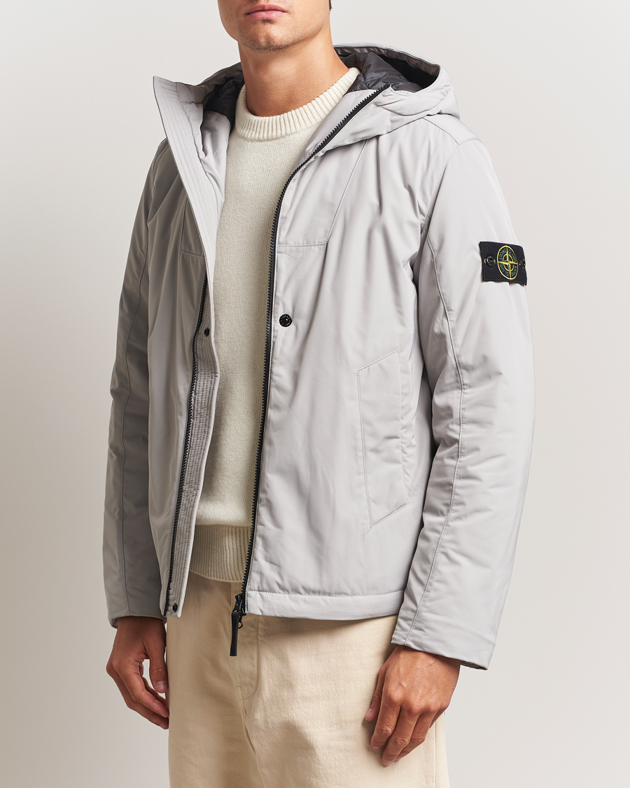 Herr | Jackor | Stone Island | Micro Twill Primaloft Padded Hood Jacket Pearl Grey