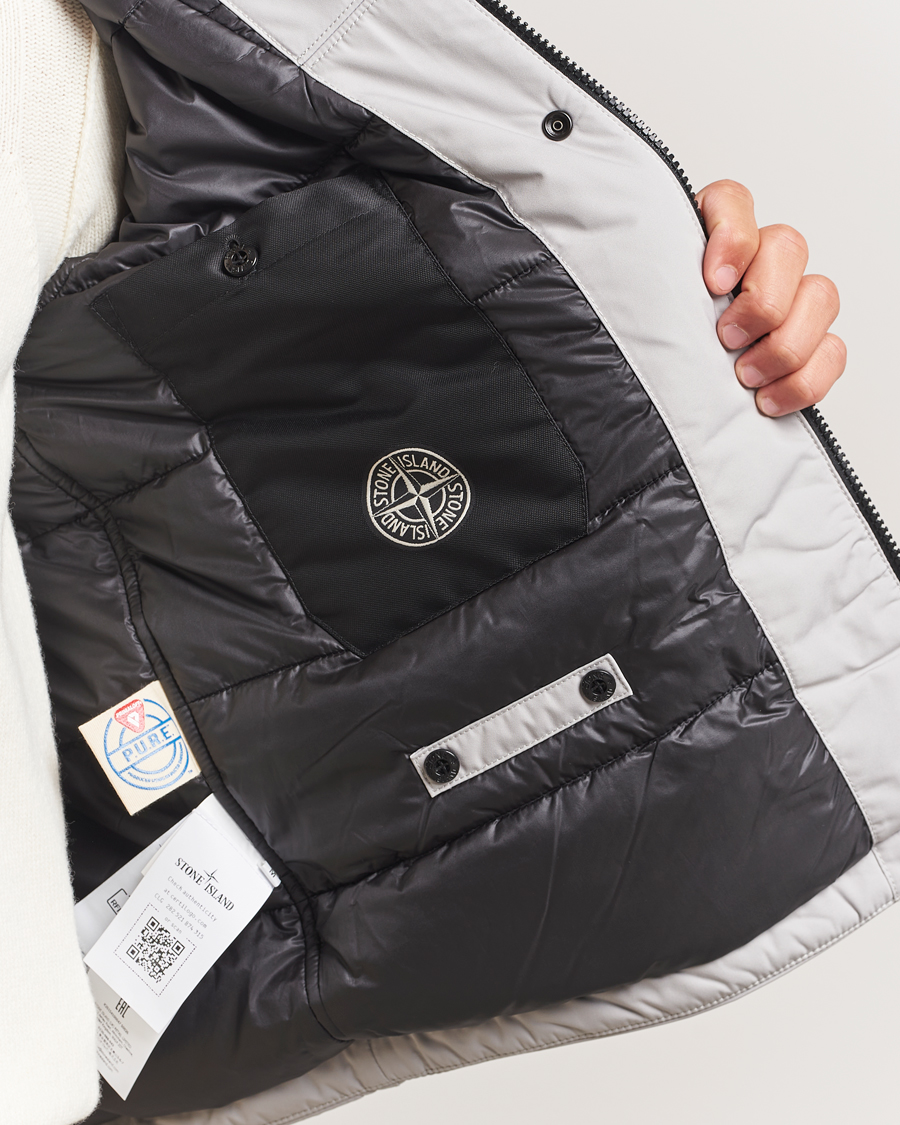 Herr | Jackor | Stone Island | Micro Twill Primaloft Padded Hood Jacket Pearl Grey