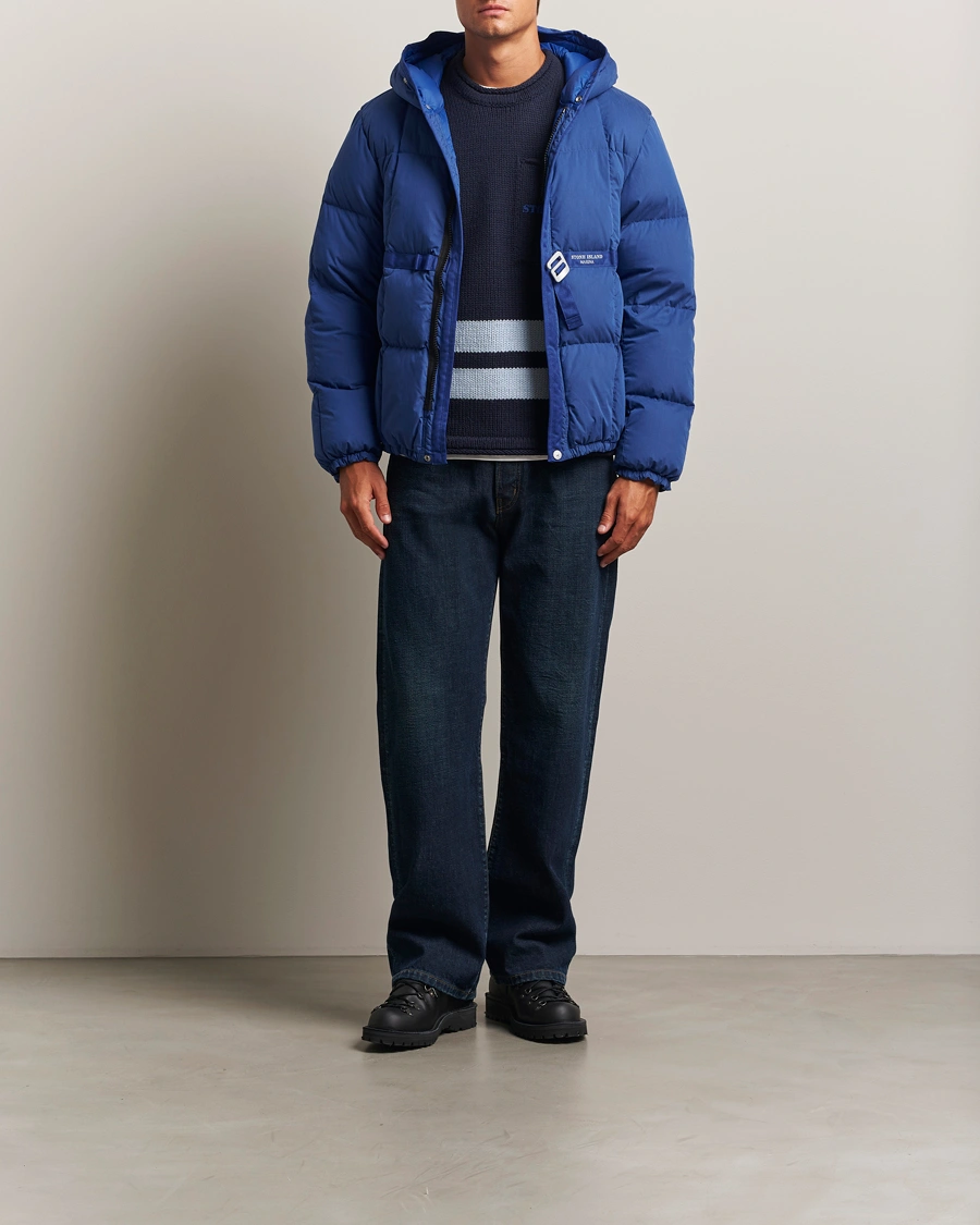 Herr | Jackor | Stone Island | Marina Cotton/Nylon Tela Down Jacket Bright Blue