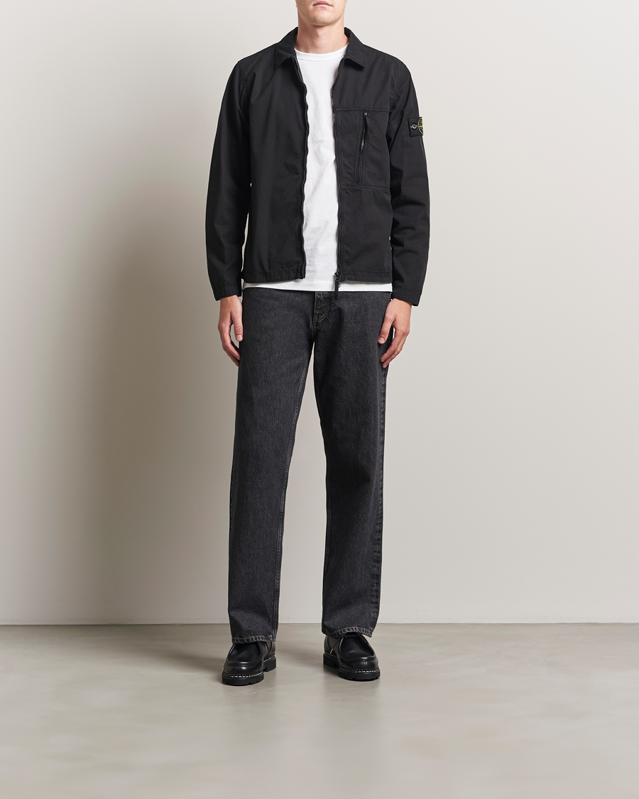 Herr | Skjortor | Stone Island | Garment Dyed Supima Cotton Zip Overshirt Black