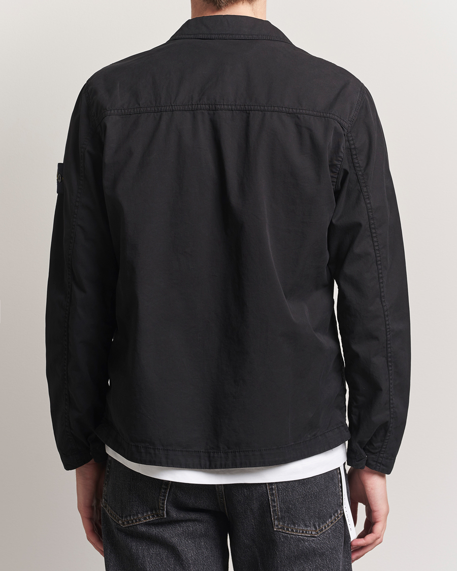 Herr | Skjortor | Stone Island | Garment Dyed Supima Cotton Zip Overshirt Black