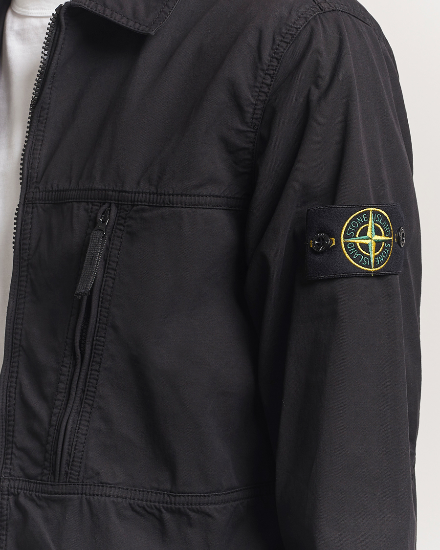Herr | Skjortor | Stone Island | Garment Dyed Supima Cotton Zip Overshirt Black