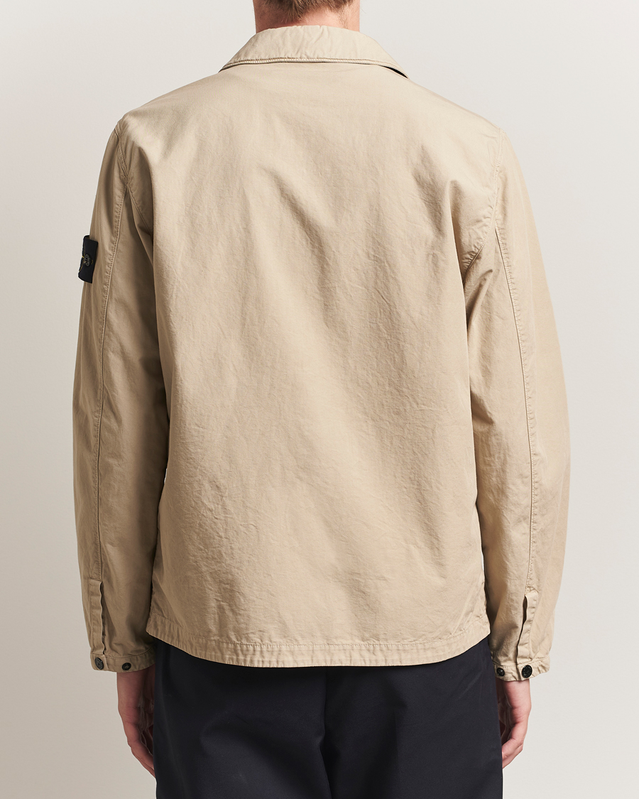 Herr | Skjortor | Stone Island | Garment Dyed Organic Cotton Zip Overshirt Beige