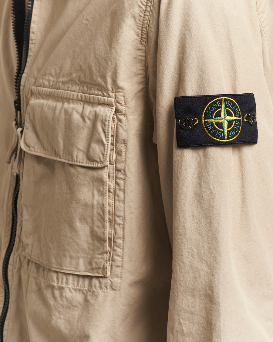 Herr | Skjortor | Stone Island | Garment Dyed Organic Cotton Zip Overshirt Beige