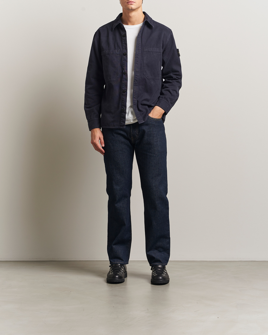 Herr | Skjortor | Stone Island | Organic Panama Cotton Overshirt Ink