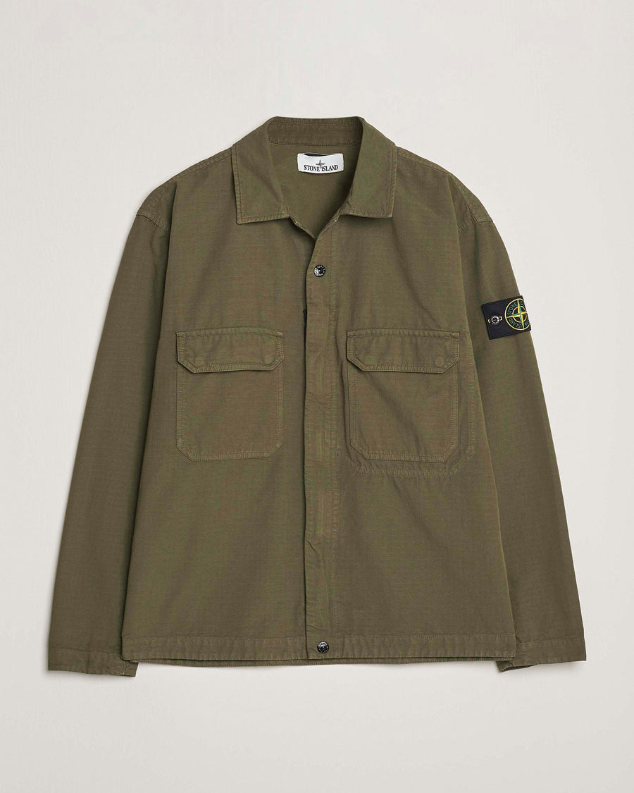 Herr | Skjortor | Stone Island | Organic Cotton Ripstop Overshirt Military Green