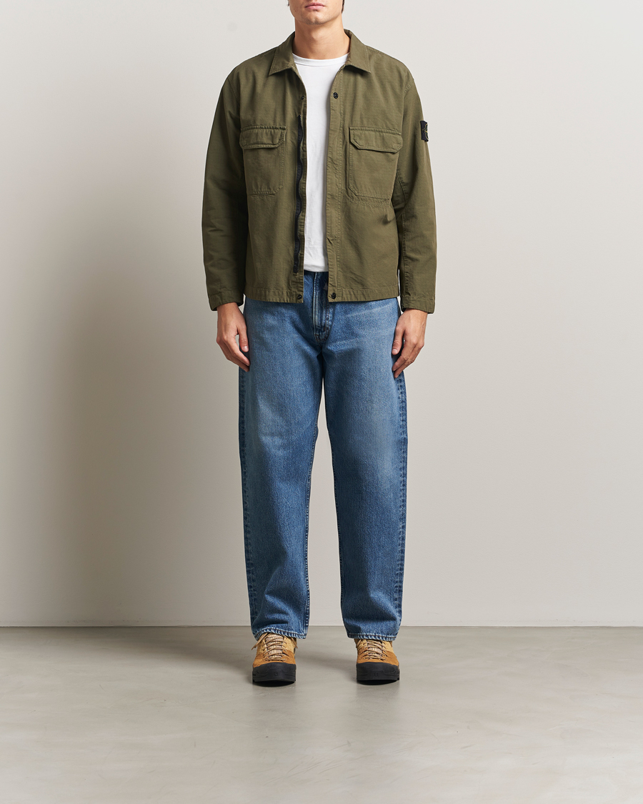 Herr | Skjortor | Stone Island | Organic Cotton Ripstop Overshirt Military Green