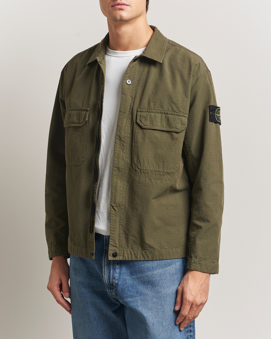 Herr | Skjortor | Stone Island | Organic Cotton Ripstop Overshirt Military Green