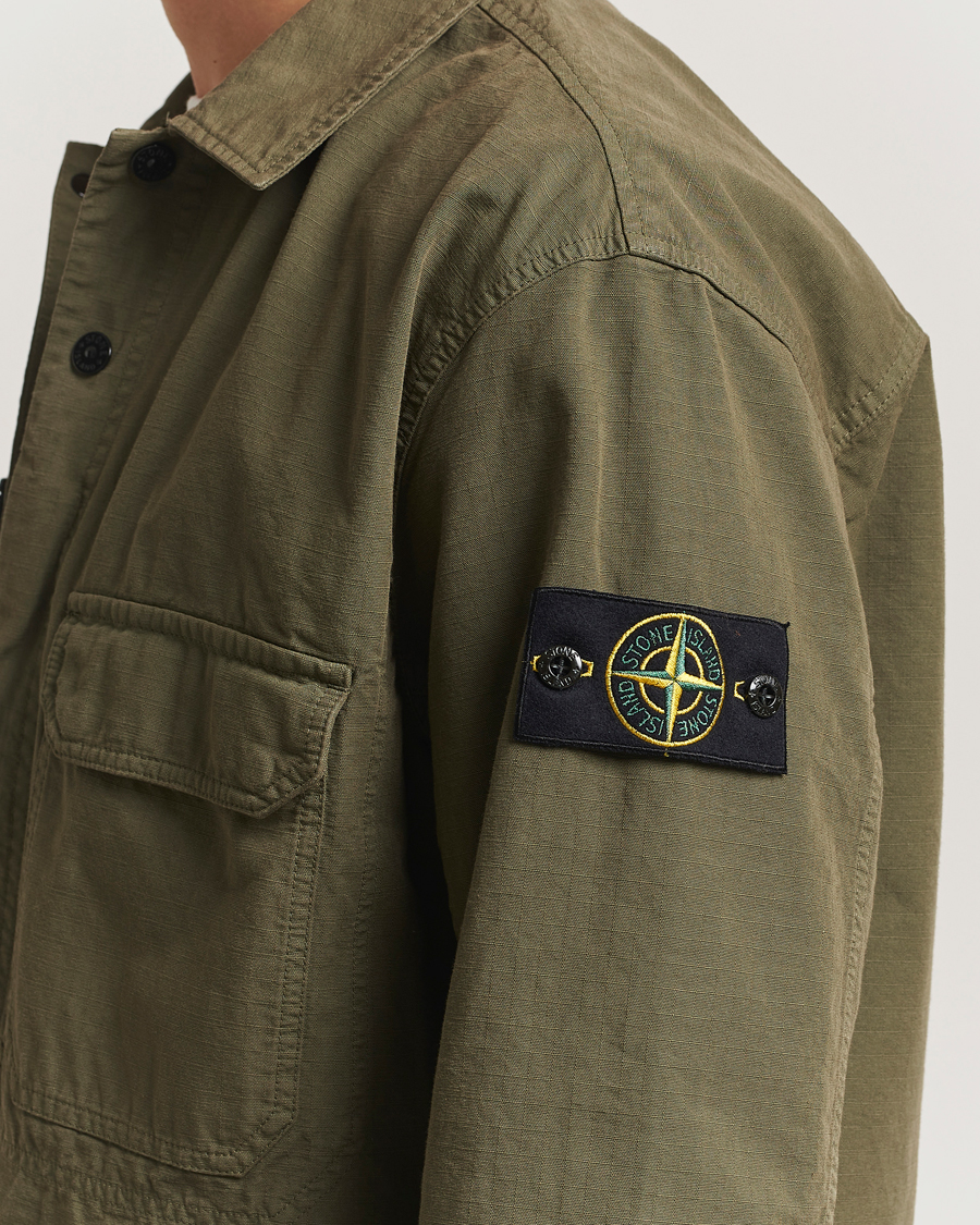 Herr | Skjortor | Stone Island | Organic Cotton Ripstop Overshirt Military Green