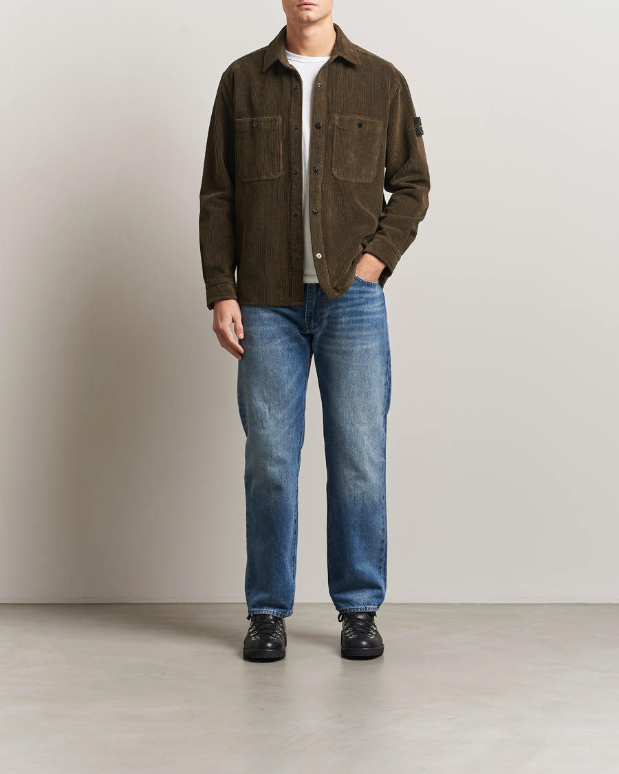 Herr | Skjortor | Stone Island | Organic Cotton Cord Overshirt Military Green