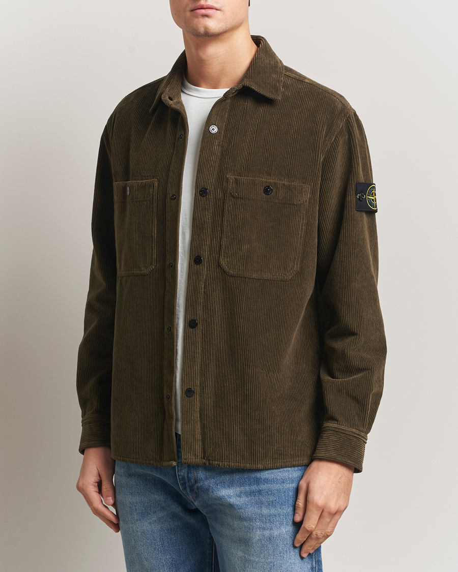 Herr | Skjortor | Stone Island | Organic Cotton Cord Overshirt Military Green