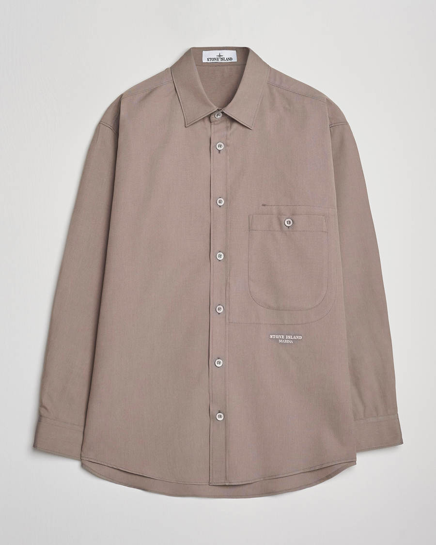 Herr | Skjortor | Stone Island | Marina Organic Oxford Cotton Shirt Tobacco
