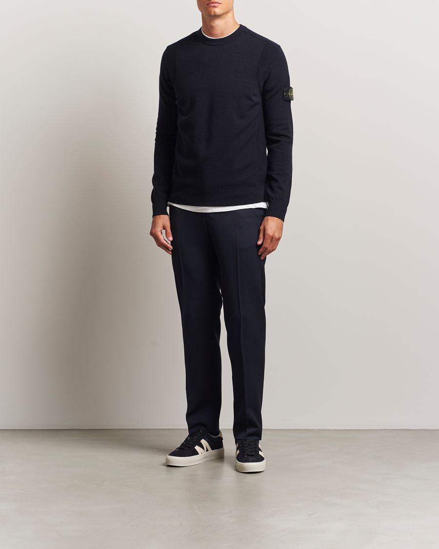 Herr | Tröjor | Stone Island | Stretch Wool Knitted Jumper Navy