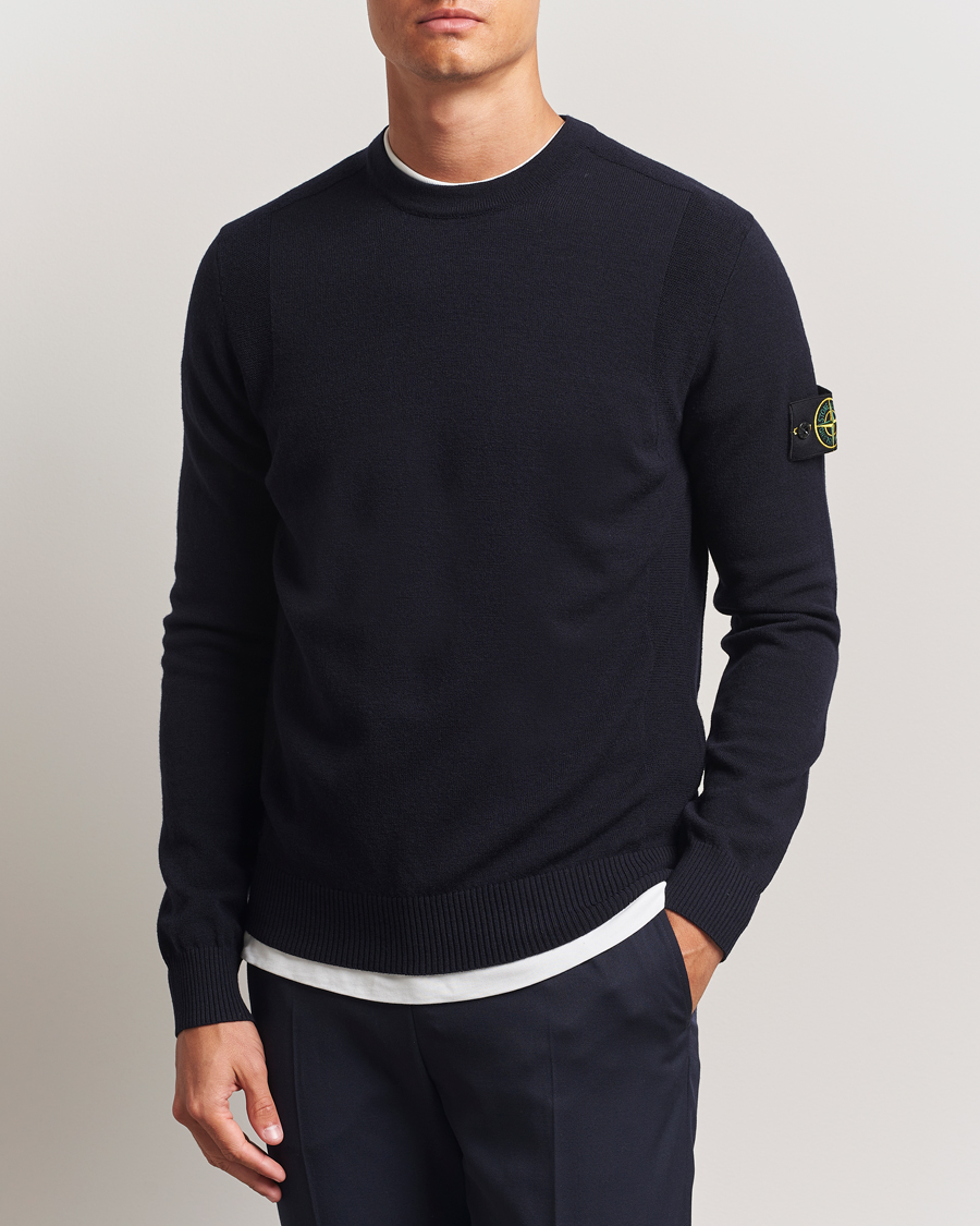 Herr | Tröjor | Stone Island | Stretch Wool Knitted Jumper Navy