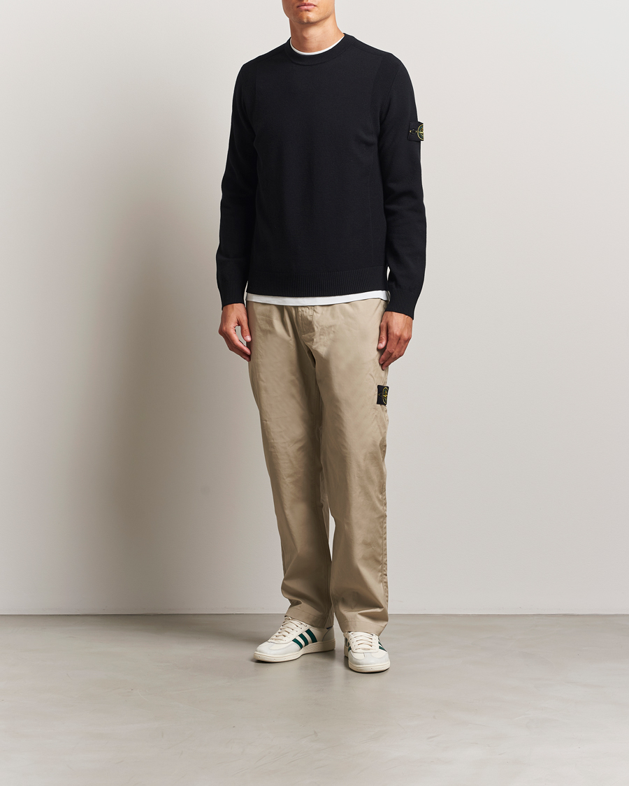 Herr | Tröjor | Stone Island | Stretch Wool Knitted Jumper Black
