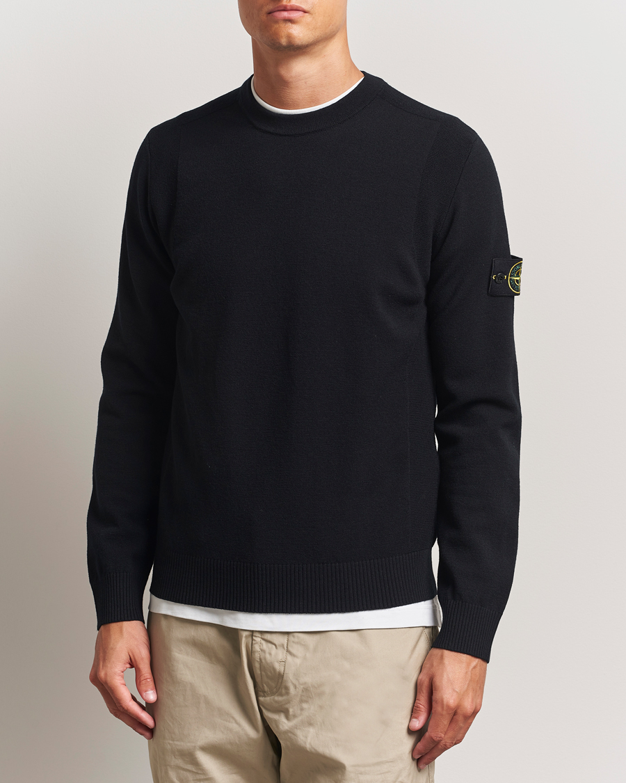 Herr | Tröjor | Stone Island | Stretch Wool Knitted Jumper Black