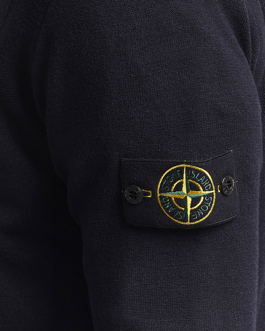 Herr | Tröjor | Stone Island | Stretch Wool Knitted Half Button Jumper Navy