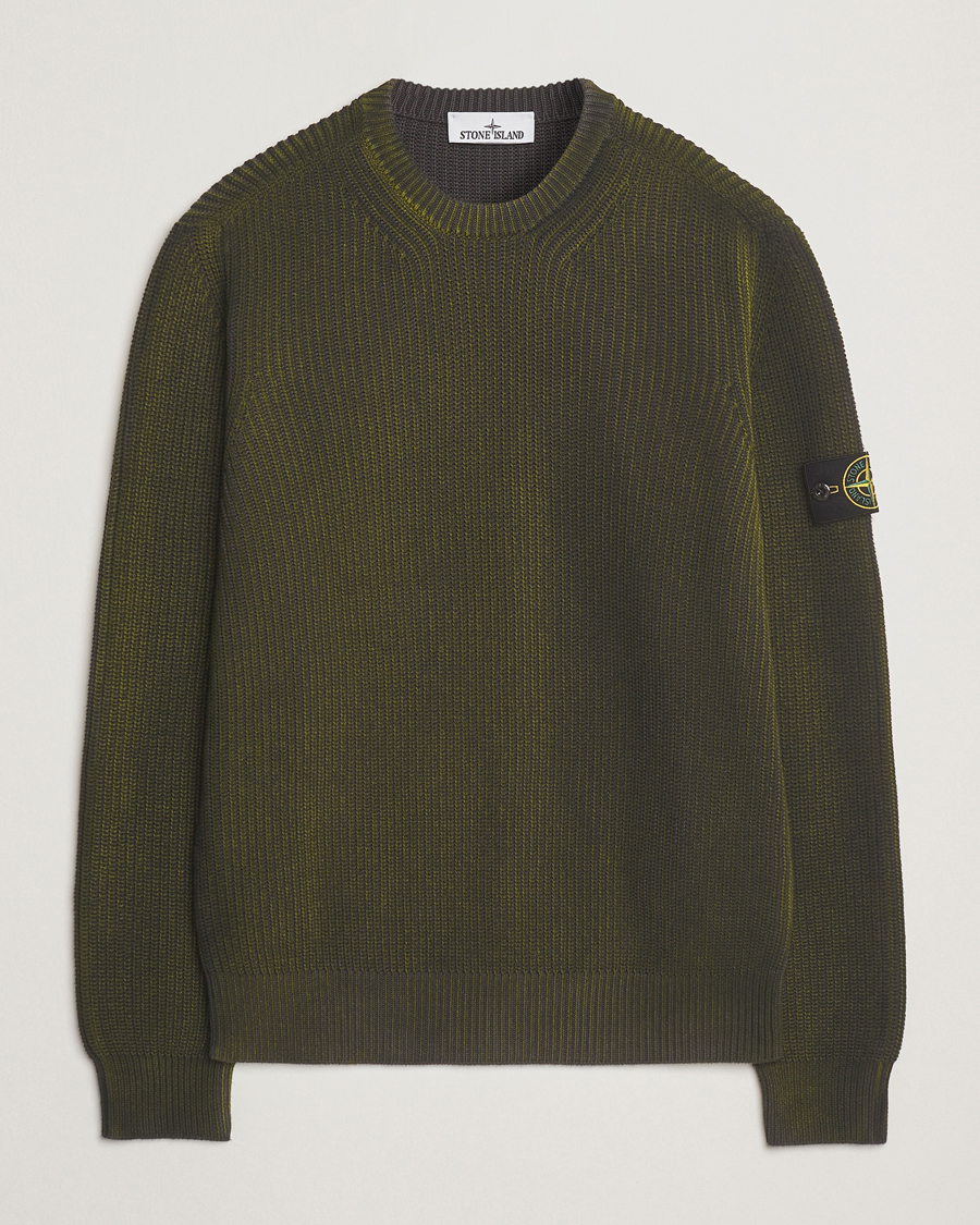 Herr | Tröjor | Stone Island | Popcorn Stitch Spray Coloured Cotton Crewneck Green