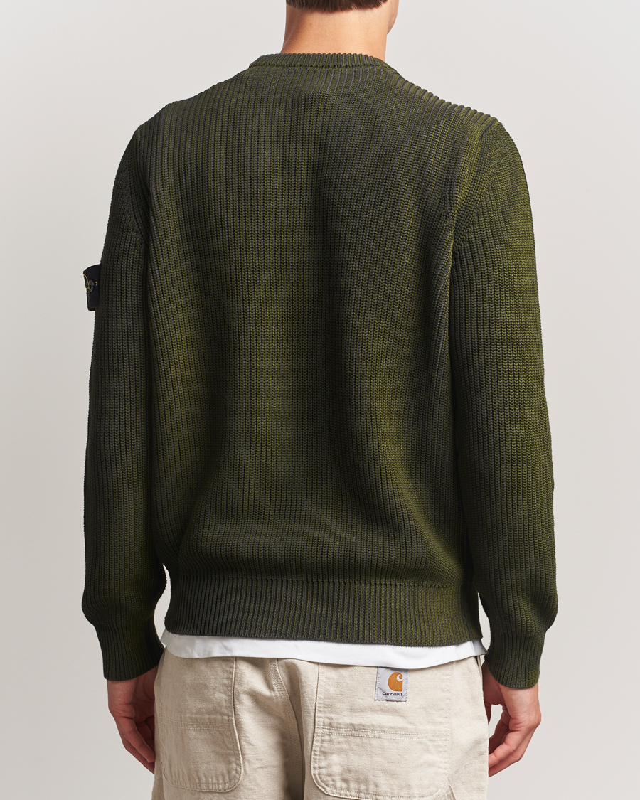 Herr | Tröjor | Stone Island | Popcorn Stitch Spray Coloured Cotton Crewneck Green