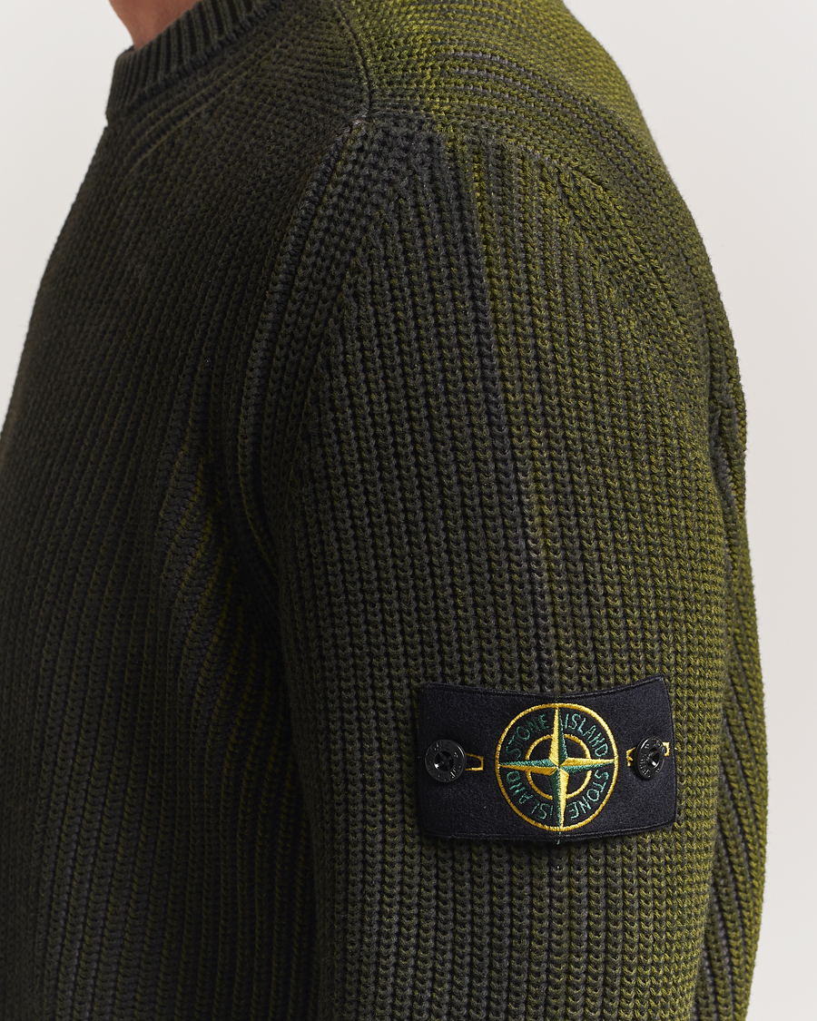 Herr | Tröjor | Stone Island | Popcorn Stitch Spray Coloured Cotton Crewneck Green