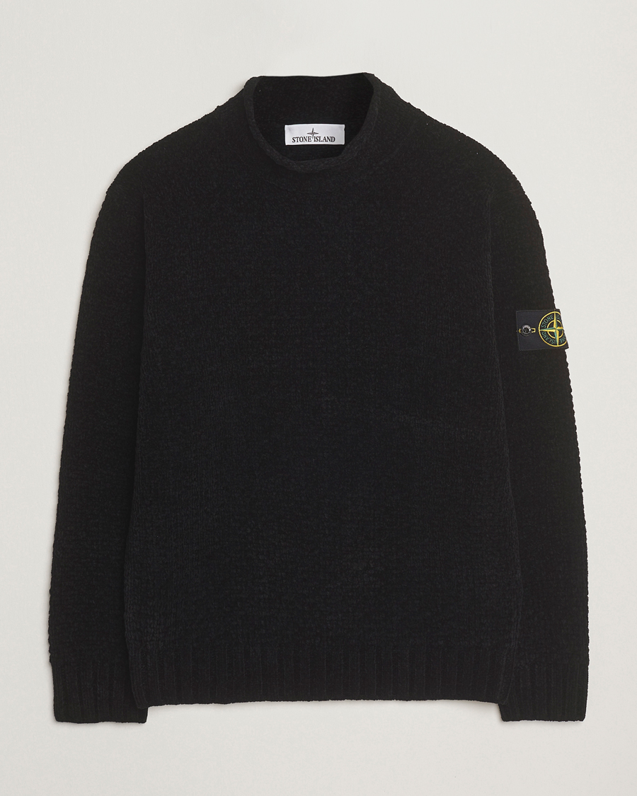 Herr | Tröjor | Stone Island | Cotton Chenille Knitted Mock Neck Black