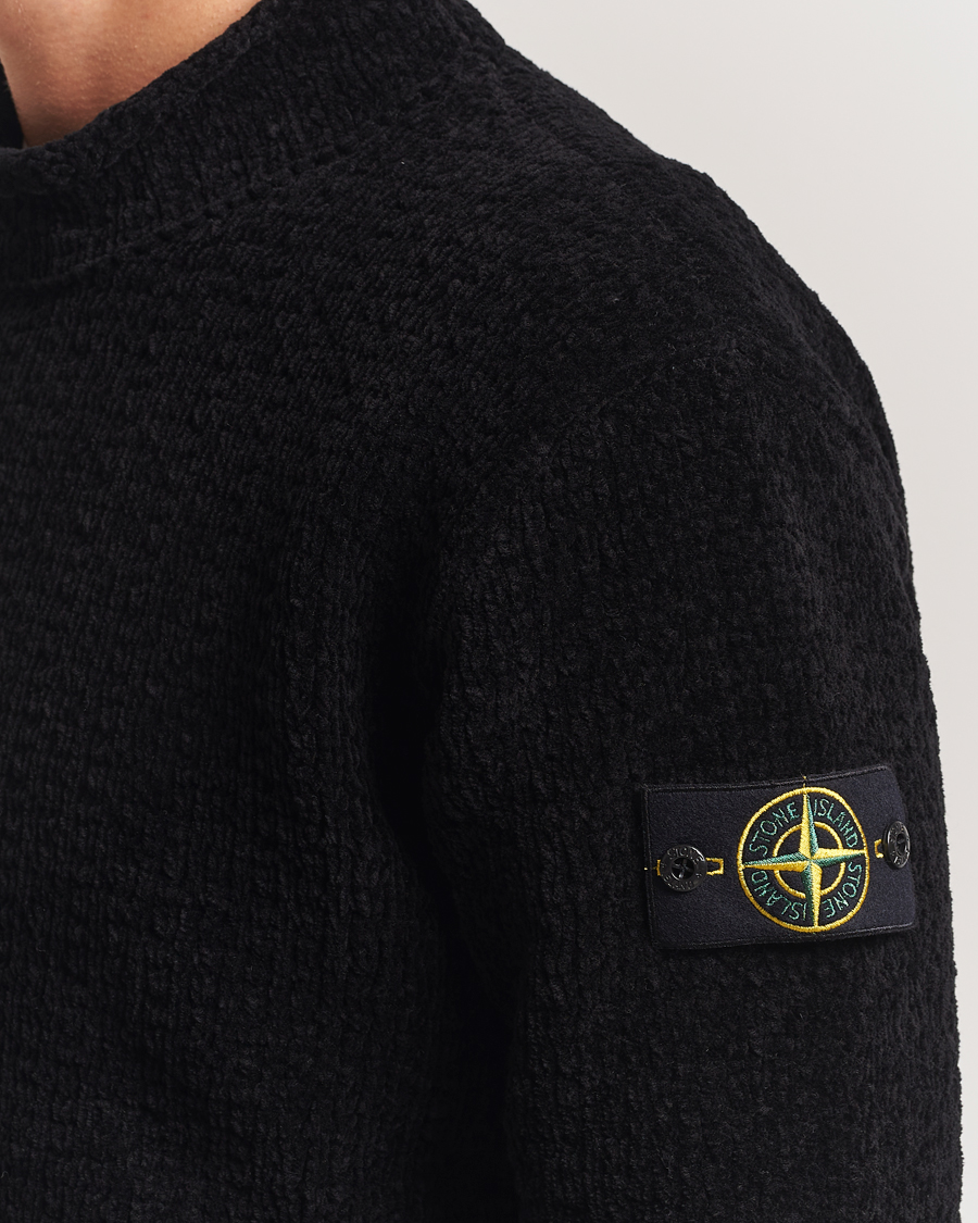 Herr | Tröjor | Stone Island | Cotton Chenille Knitted Mock Neck Black