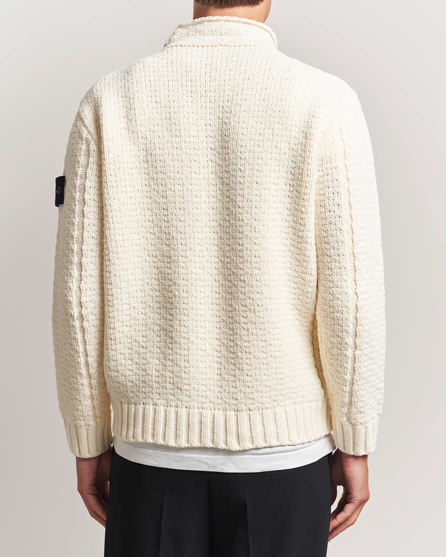 Herr | Tröjor | Stone Island | Cotton Chenille Knitted Mock Neck Ivory