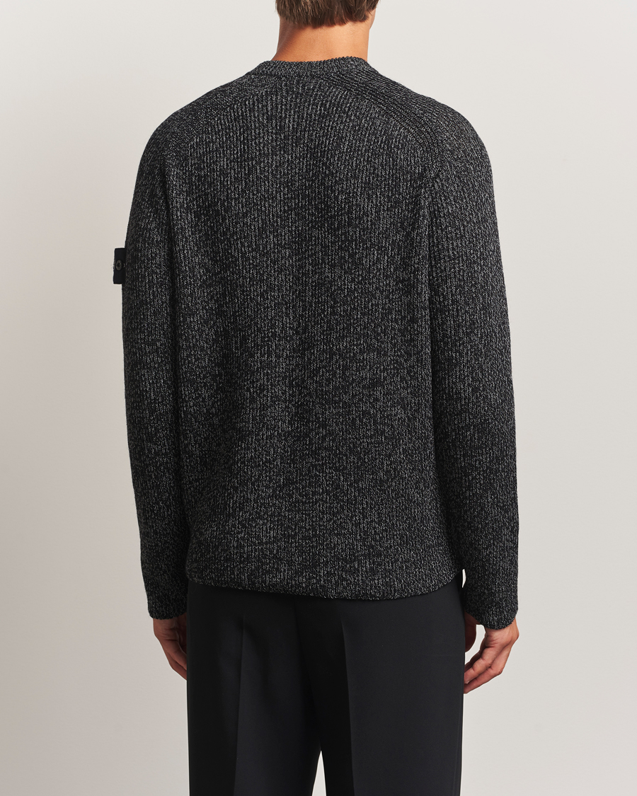 Herr | Tröjor | Stone Island | Reflective Cotton Knit Crew Neck Black Melange